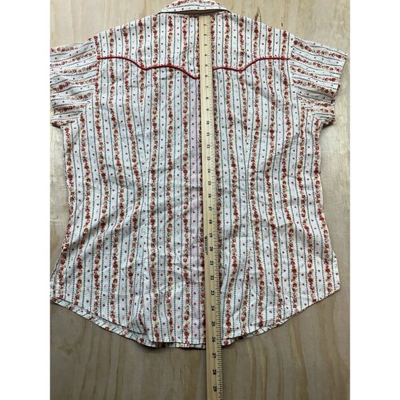Wrangler 20X Shirt Womens M Oranges Pearl Snap Up Rancher Cowgirl Rodeo Farmer - Picture 6 of 7